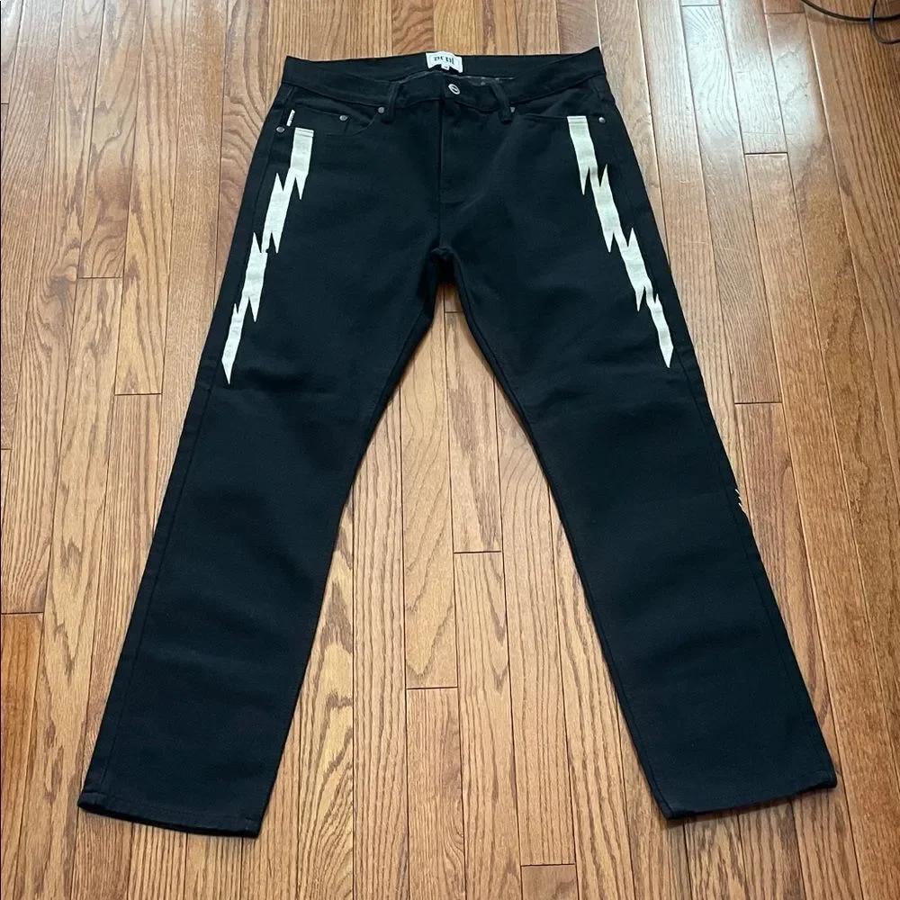 DCPL Lightning Black Straight Leg Jeans Sz 34